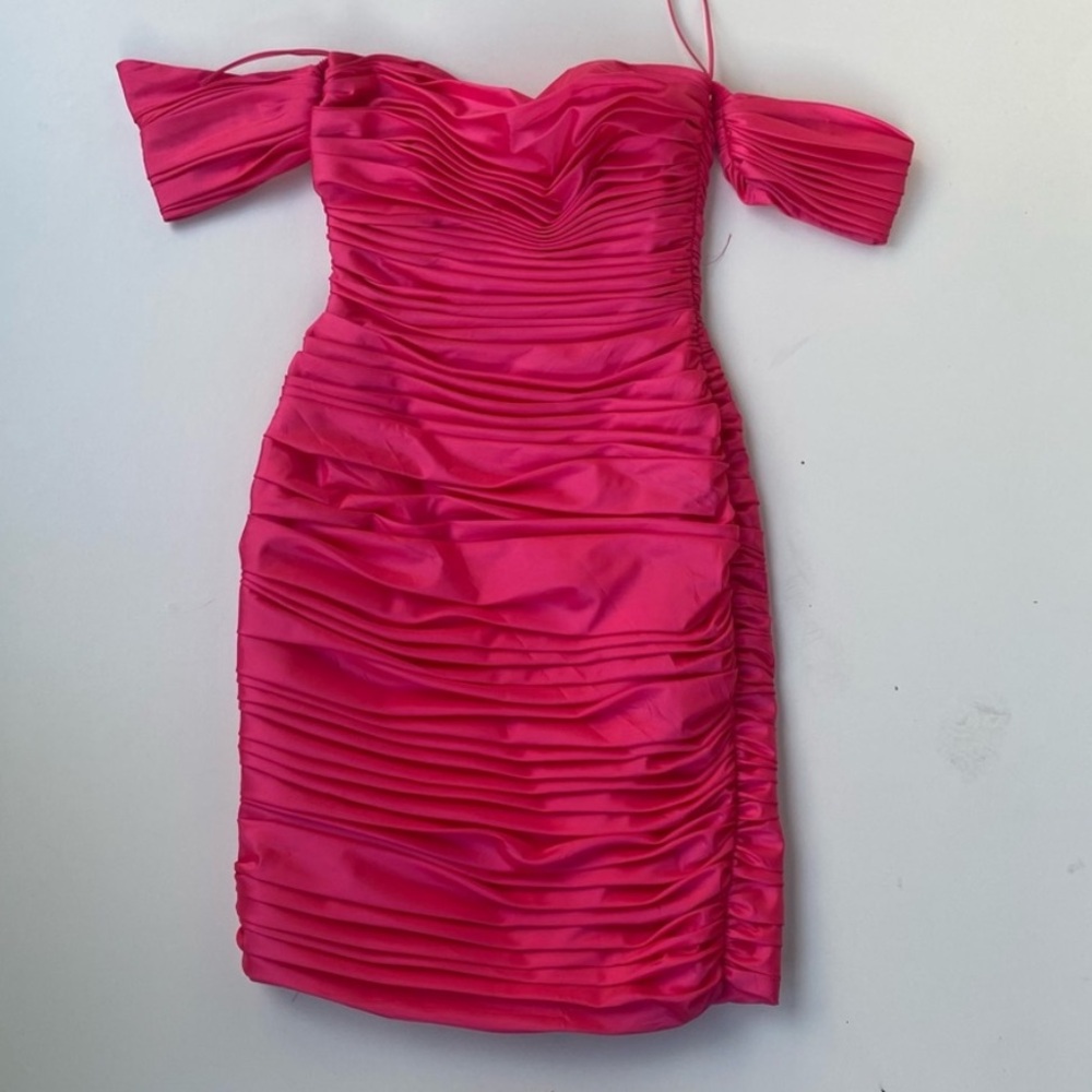 Vintage Julie Duroché for Bonwit Teller Hot Pink Ruched Mini Dress